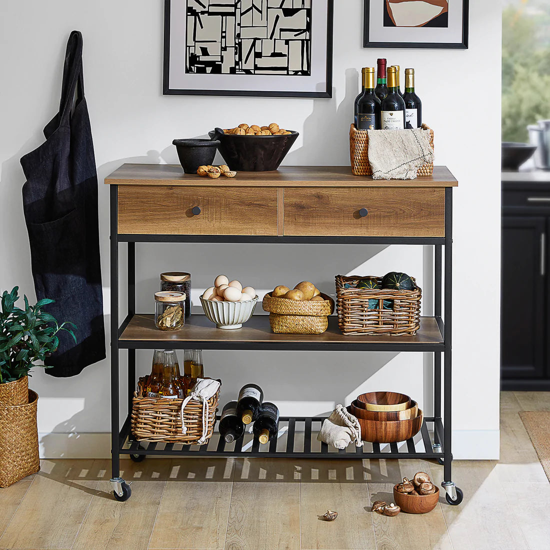Køkkenvogn   Retro-look  100   45   93 Cm  Brun