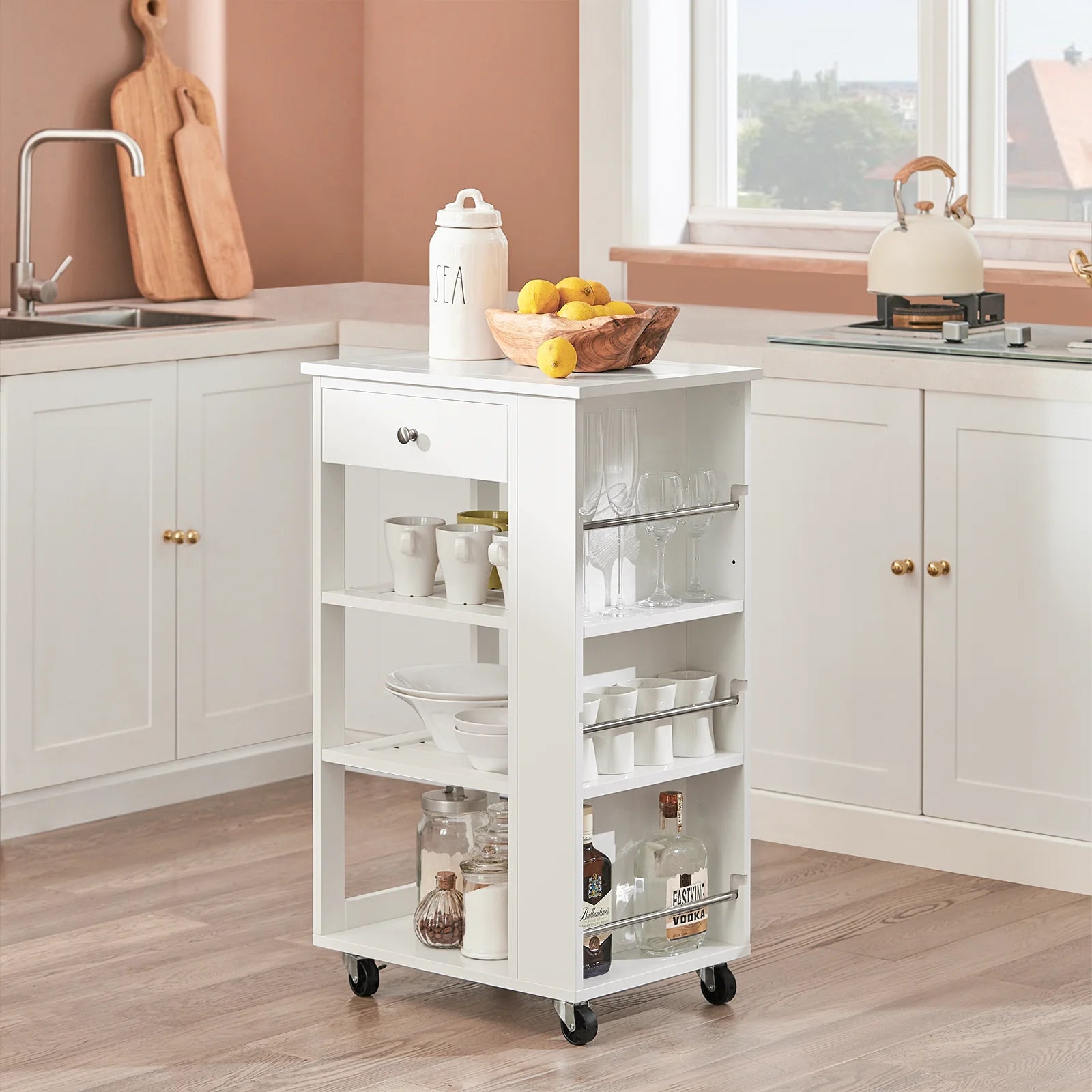 Køkkenvogn   Skandinavisk Look  50x37x86 Cm  Hvid