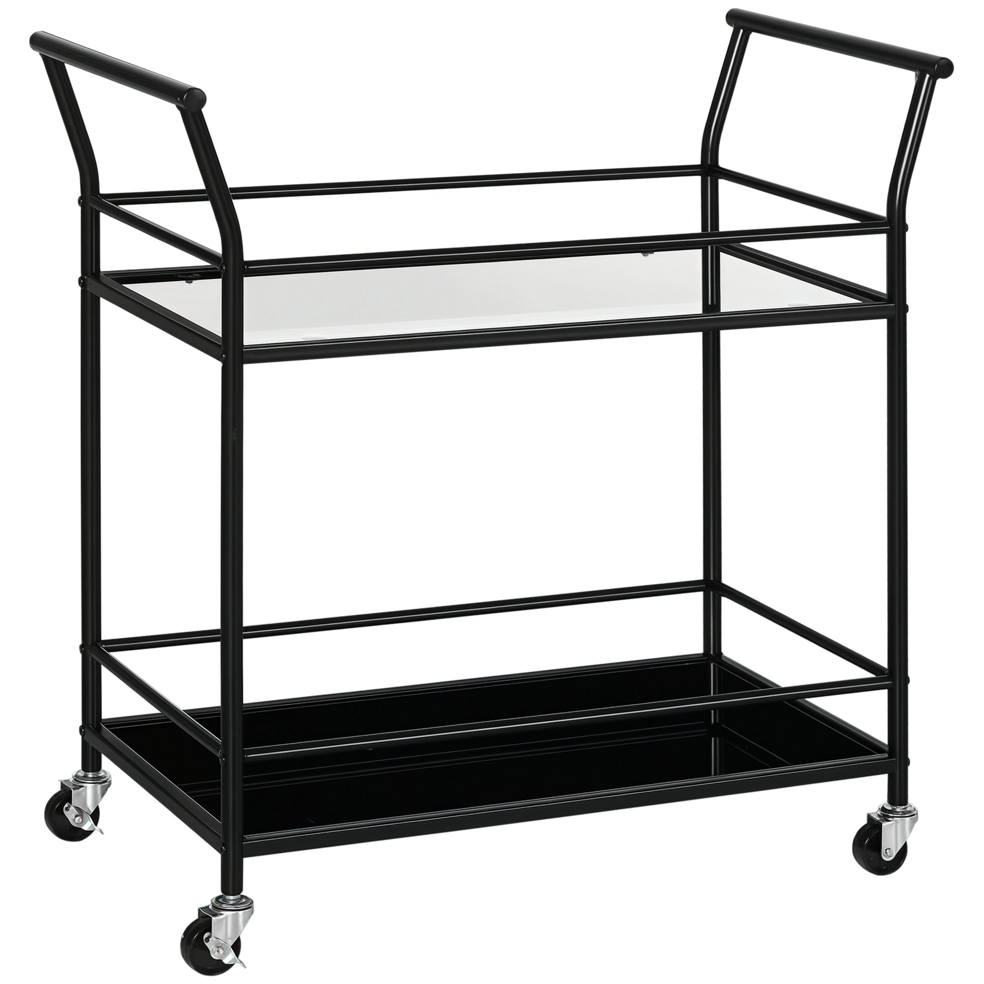 Køkkenvogn Med   Hjul    Hylder Og Håndtag  75 Cm   40 Cm   80 Cm  Sort