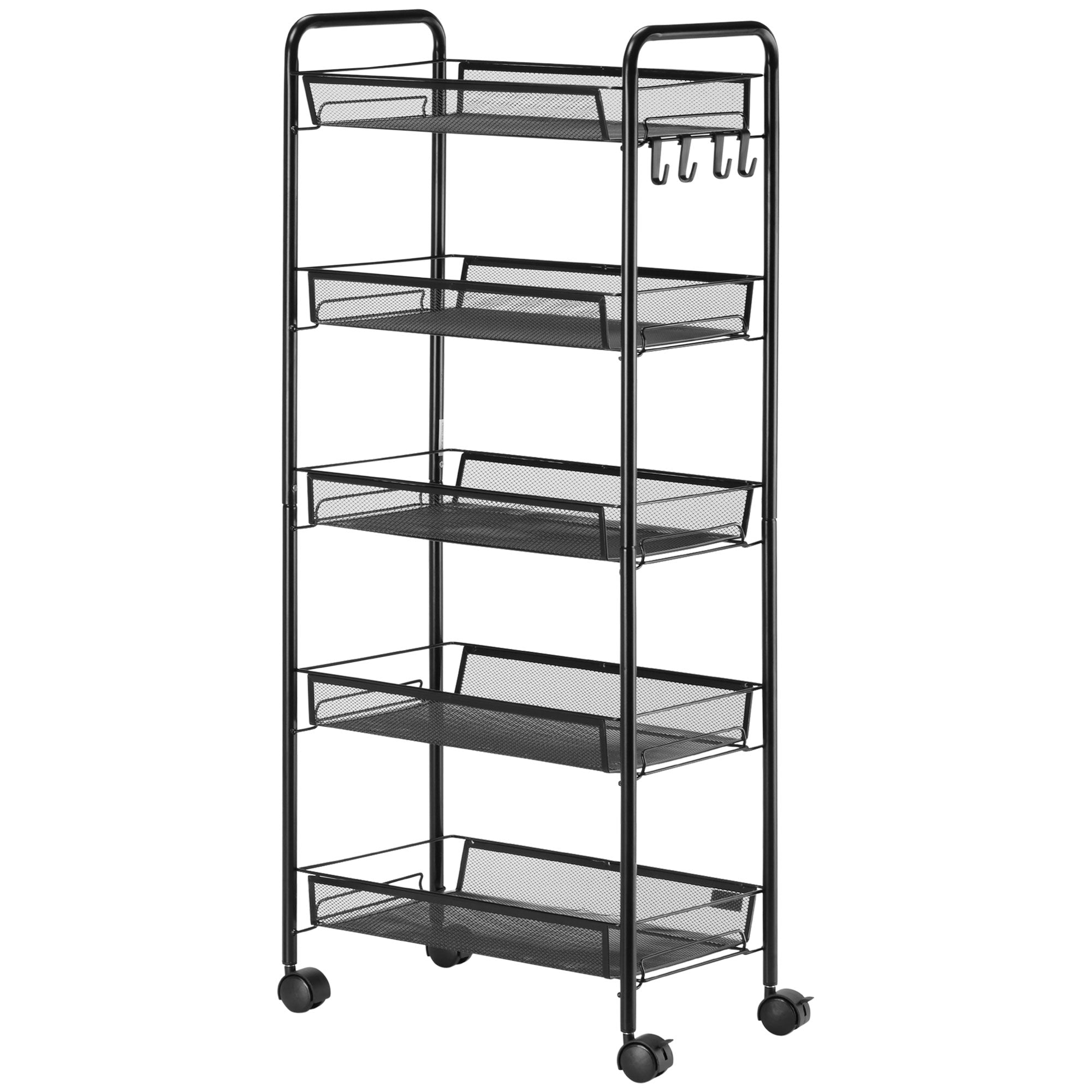 Køkkenvogn Med   Trådkurve    Kroge    Hjul    Håndtag  Stål Plast  45   26     106 Cm  Hvid
