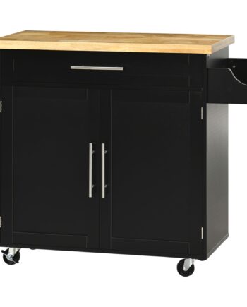 Køkkenvogn Serveringsvogn Køkkenø    Krydderiring    Håndklædeholder  109 Cm   40 Cm   89 Cm  Sort