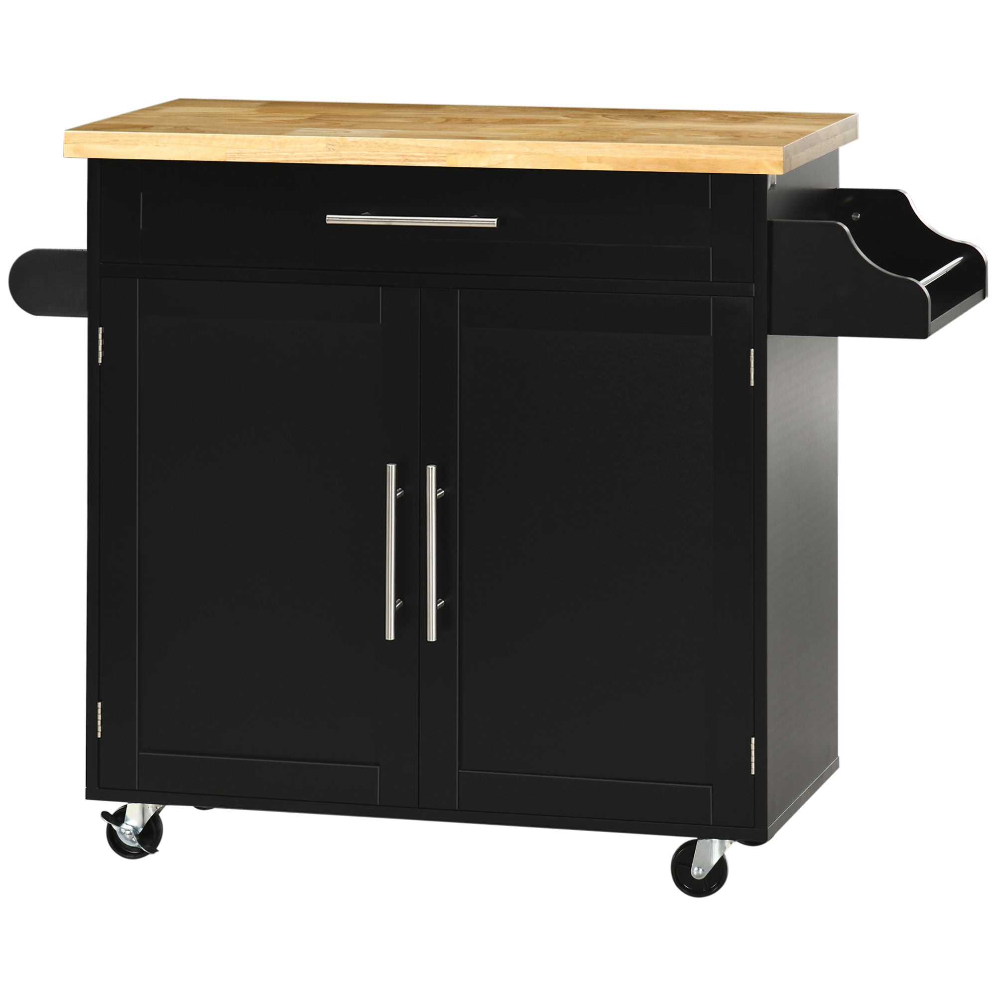 Køkkenvogn Serveringsvogn Køkkenø    Krydderiring    Håndklædeholder  109 Cm   40 Cm   89 Cm  Sort