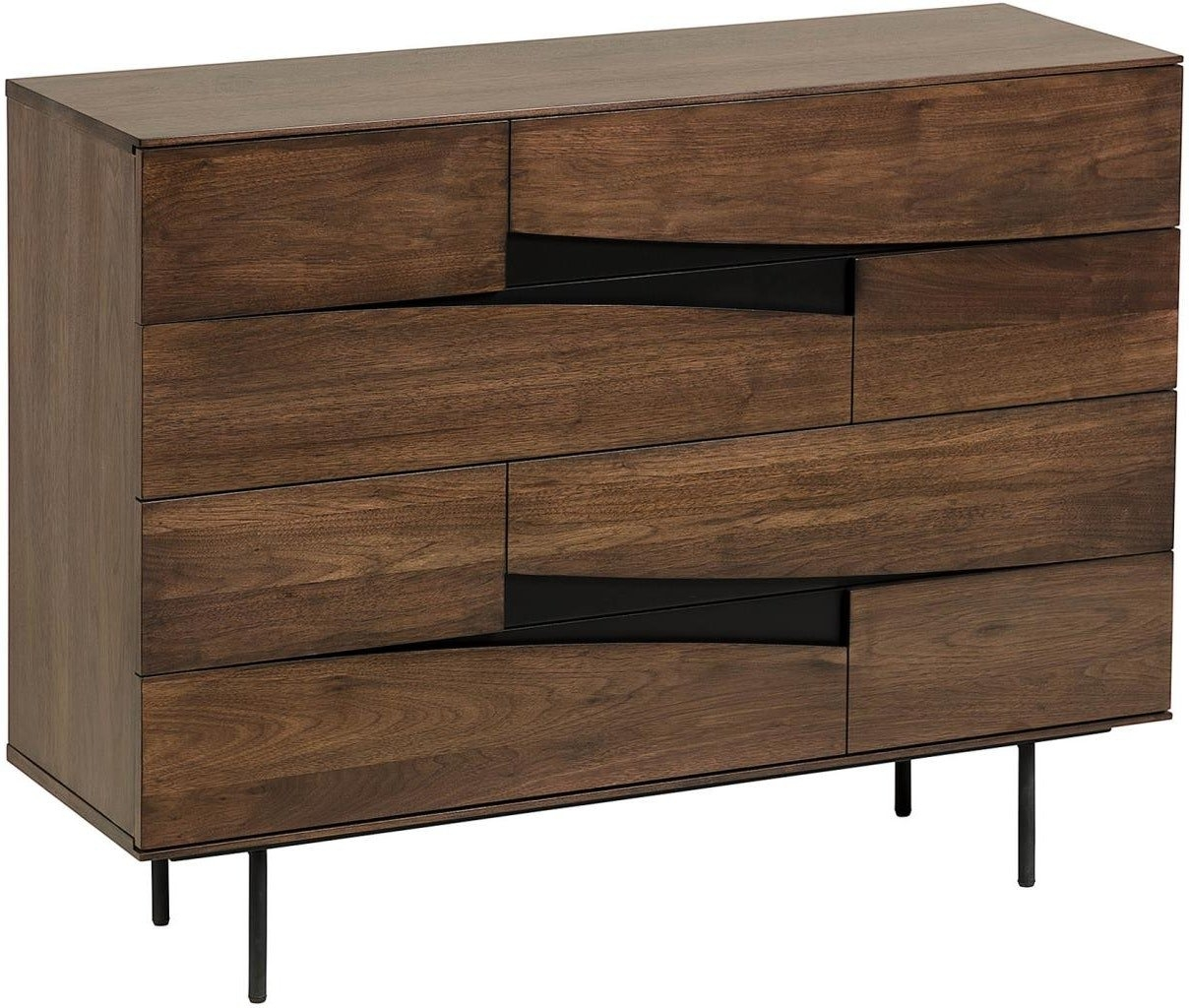 Kommode Kave Home Cutt   Natur Brun Valnøddetræ Med Sorte Stålben   120x40x91 Cm