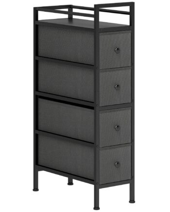 Kommode Med   Skuffer Lavet Af Non-woven Stof  Opbevaringsskab Med Stålramme  20 Cm   43 Cm   81   Cm  Sort