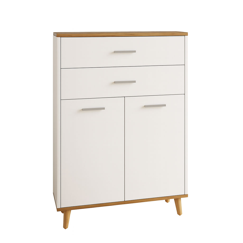 Kommode Med   Skuffer Og   Låger  97x60x28 Cm  Hvid