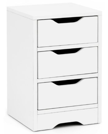Kommode   Natbord Med Skuffer  31   49   31 Cm  Hvid