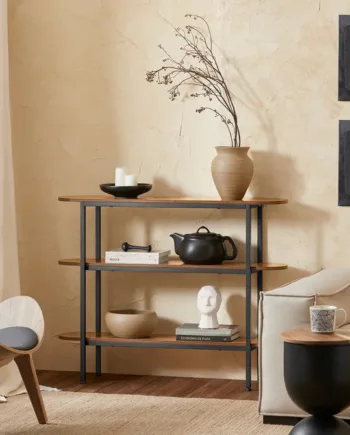 Konsolbord Med   Hylder   Japandi-look  110   25   86 Cm  Brun