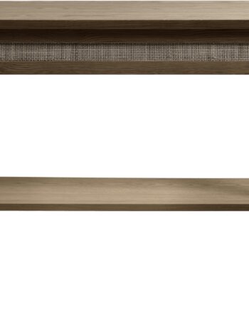 Konsolbord Nordique Design Barrali   Røget Egetræ Med Rattan-skuffe Og Hylde H75ã B40ã L110 Cm