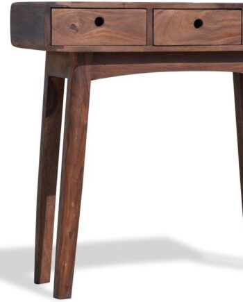 Konsolbord Obuzi Stuka   Massivt Rosentræ Med   Skuffer  Retro Design  Mørk Natur  80x30x80 Cm