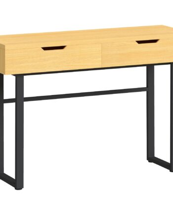 Konsolbord  Smalt Entrebord Med   Skuffer  Metalstel  Til Entre  110   35   76   Cm  Naturlig Finish
