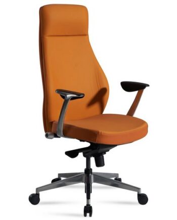 Kontorstol   Karamel-farvet Imiteret Læder   Ergonomisk Drejestol Til Hjemmekontoret