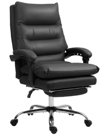 Kontorstol Med Massagefunktion  Opvarmet  Vipbar  Kunstlæder  65   72   109-117 Cm  Sort