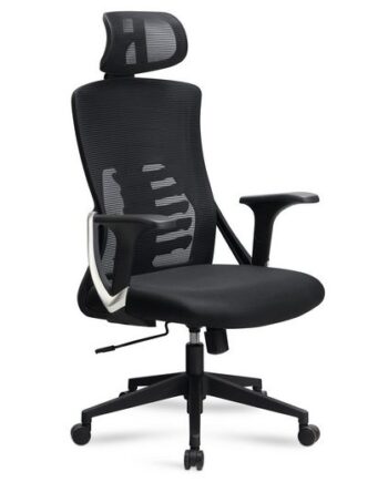 Kontorstol Sort Mesh Betræk 120 Kg Drejelig  Ergonomisk Med Armlæn