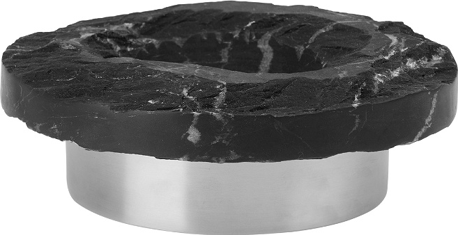Kristina Dam Rock Lysestage Sort Marmor Med Rustfrit Stål H12ã 27ã 27 Cm