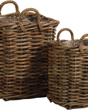 Kurvesæt Firkantede Opbevaringskurve Nordique Design Calais   Stk Håndvævet Rattan Natur 50x50x50 Cm