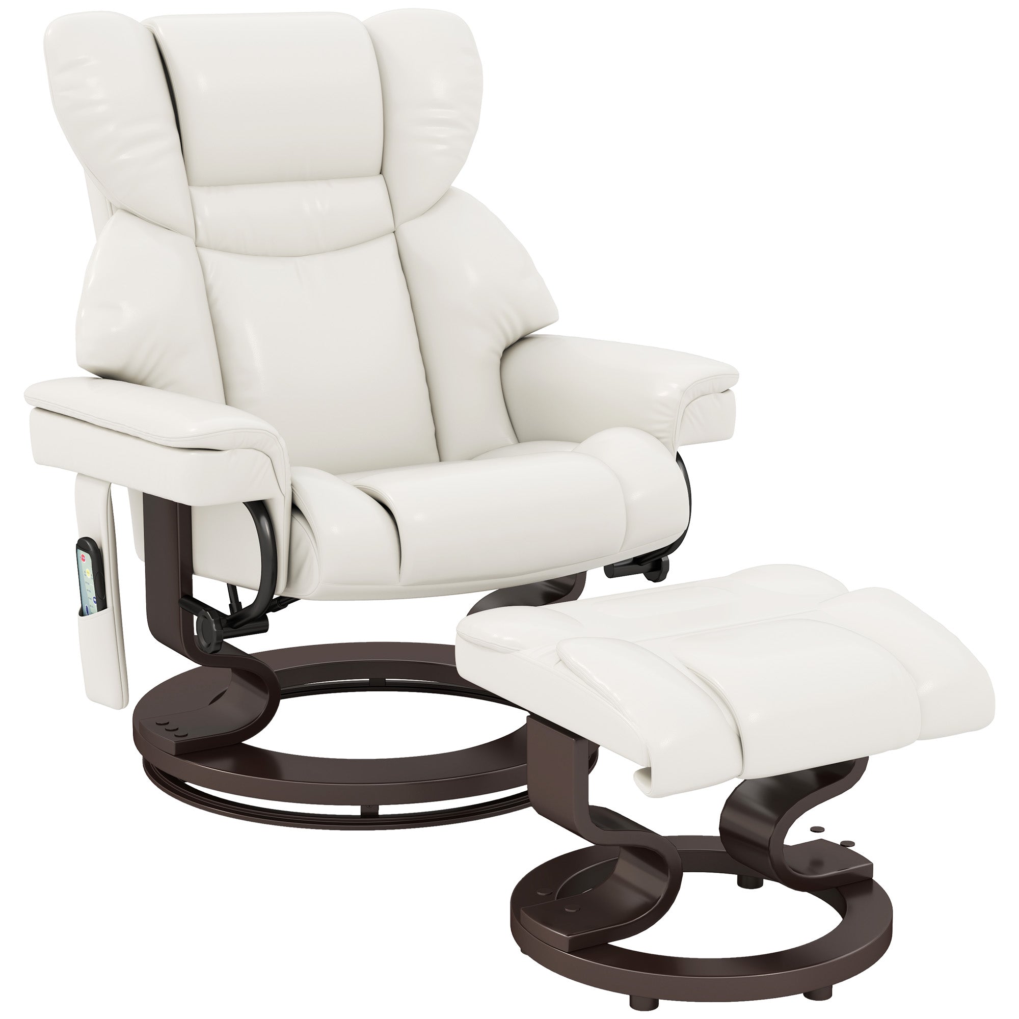Lænestol Med Massagefunktion Og Fodskammel  Loungestol  Kunstlæder  79   82   101 Cm  Cremehvid