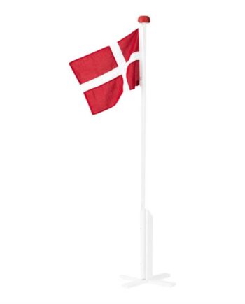 Langkilde Og Søn Flagstang   Hvid Med Dannebrogsflag 180 Cm  : Erling Christensen Møbler  : Erling Christensen Møbler