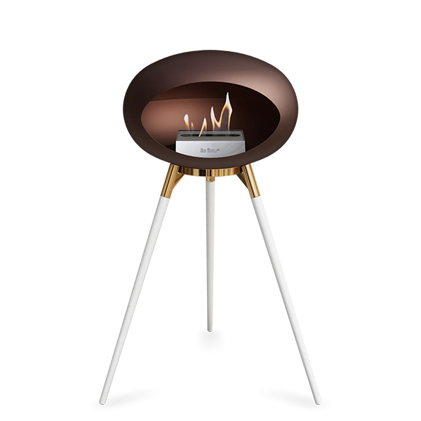 Le Feu Ground Wood High   Mocca Hvide Ben Rose Gold Stel Stål Brænder  : Erling Christensen Møbler