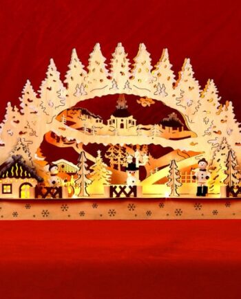Led Candle Arch Wood Winter Village Inkl  Timer