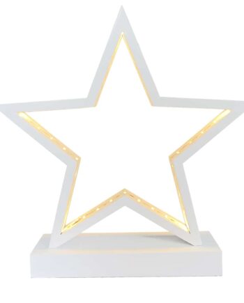 Led Star White Wood