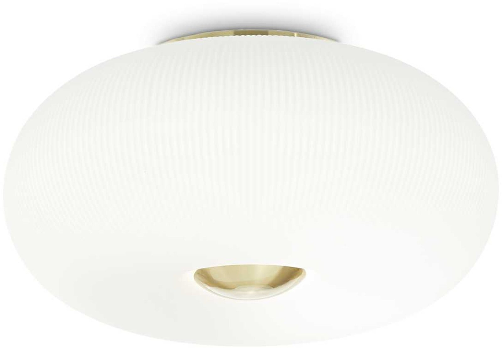 Loftlampe Ideal Lux Arizona ø50   H25 Cm Hvidt Syreætset Glas Satin Messing Finish