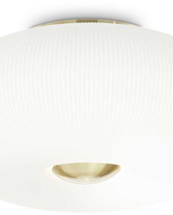 Loftlampe Ideal Lux Arizona ø40   H21 Cm Satin Messing Hvid Glas