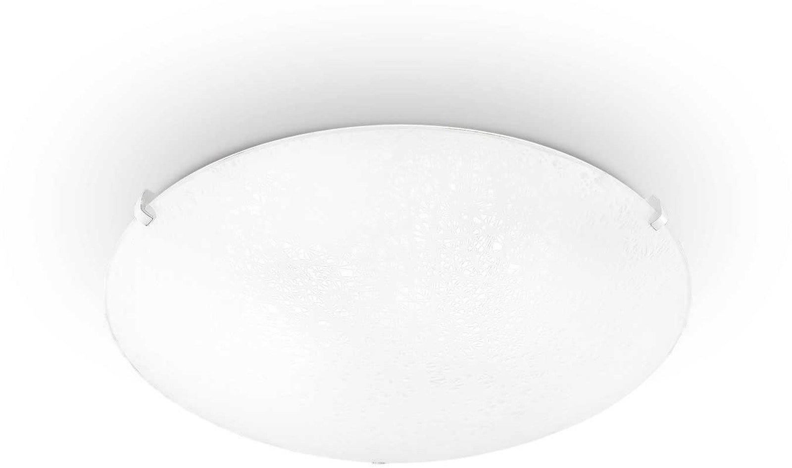 Loftlampe Ideal Lux Lana ø30ã 10 Cm Hvid Nikkel Sandblæst Glas Silketryk 2ã E27 Ip20