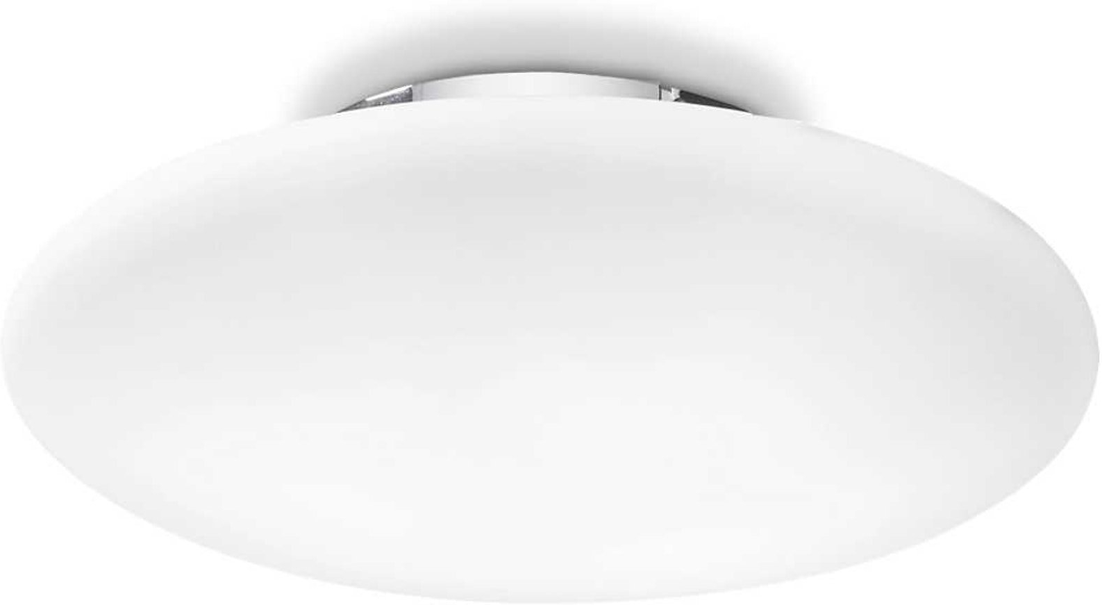Loftlampe Ideal Lux Smarties ø60   H12 Cm Hvidlakeret Metal Og Hvidblæst Glas 3x60w E27