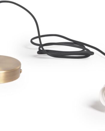 Loftlampe Kave Home Fulvia  Messingfinish Pendel Med Sort Stofkabel Og E27-fatning