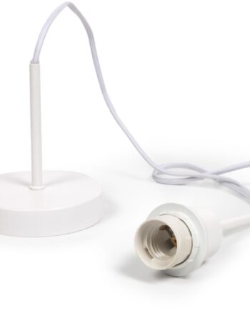 Loftlampeophæng Kave Home Fulvia Hvid Metal Lampefatning Med       Stofkabel E27