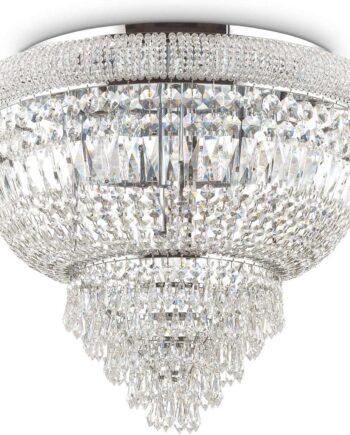 Loftslampe Ideal Lux Dubai Pendel Hængelampe   Krom Med Glas ø52   H44 Cm
