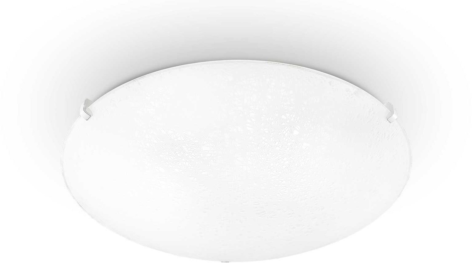 Loftslampe Ideal Lux Lana  Sandblæst Glas Hvid Og Nikkel ø40 Cm   H10   Cm