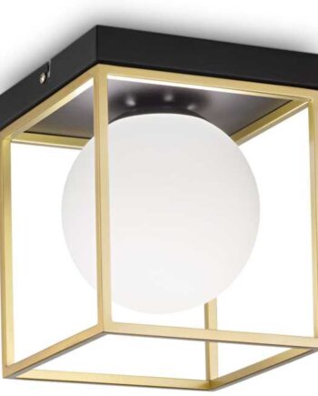 Loftslampe Ideal Lux Lingotto Metal Glas ø18     H21   Cm Messing Sort