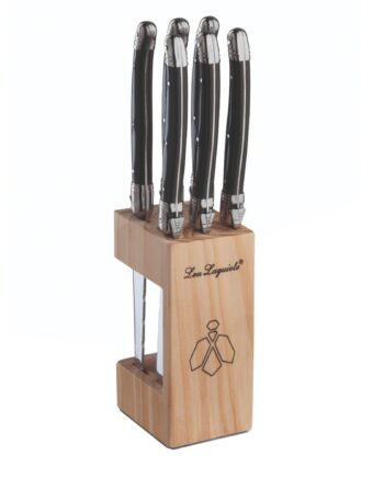 Lou Laguiole Steakknive   Træblok  Antracit