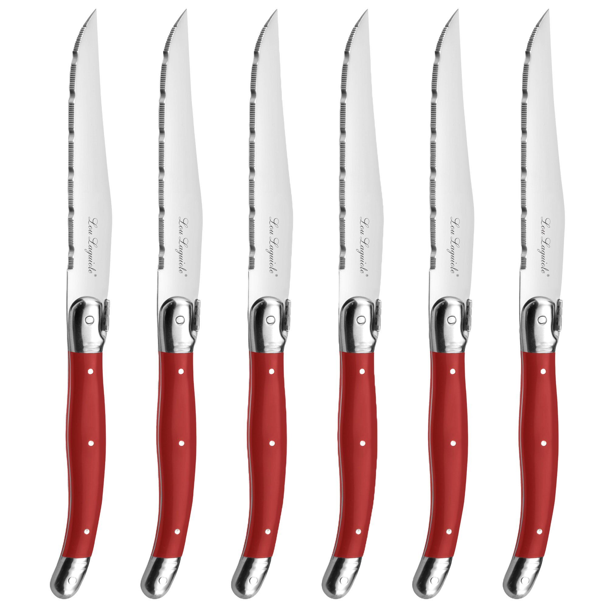 Lou Laguiole Tradition Grillkniv -pak Rød