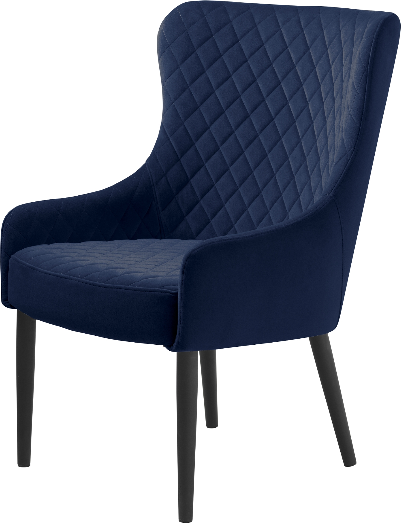 Loungestol Nordique Design Ottowa Fløjl Blå På Sorte Metalben Harlekinsyninger Og Robust Konstruktion  Luksuriøs Siddekomfort