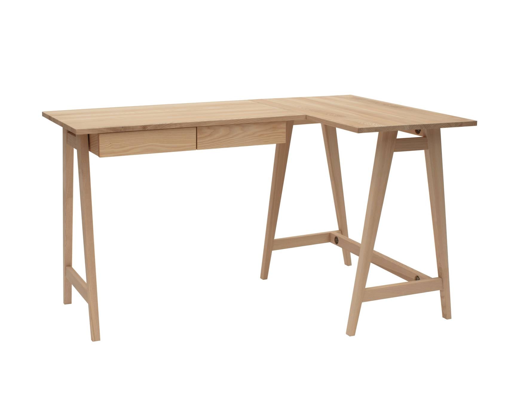 Luka Ask  -formet Skrivebord B135cm   D85cm Højrestillet