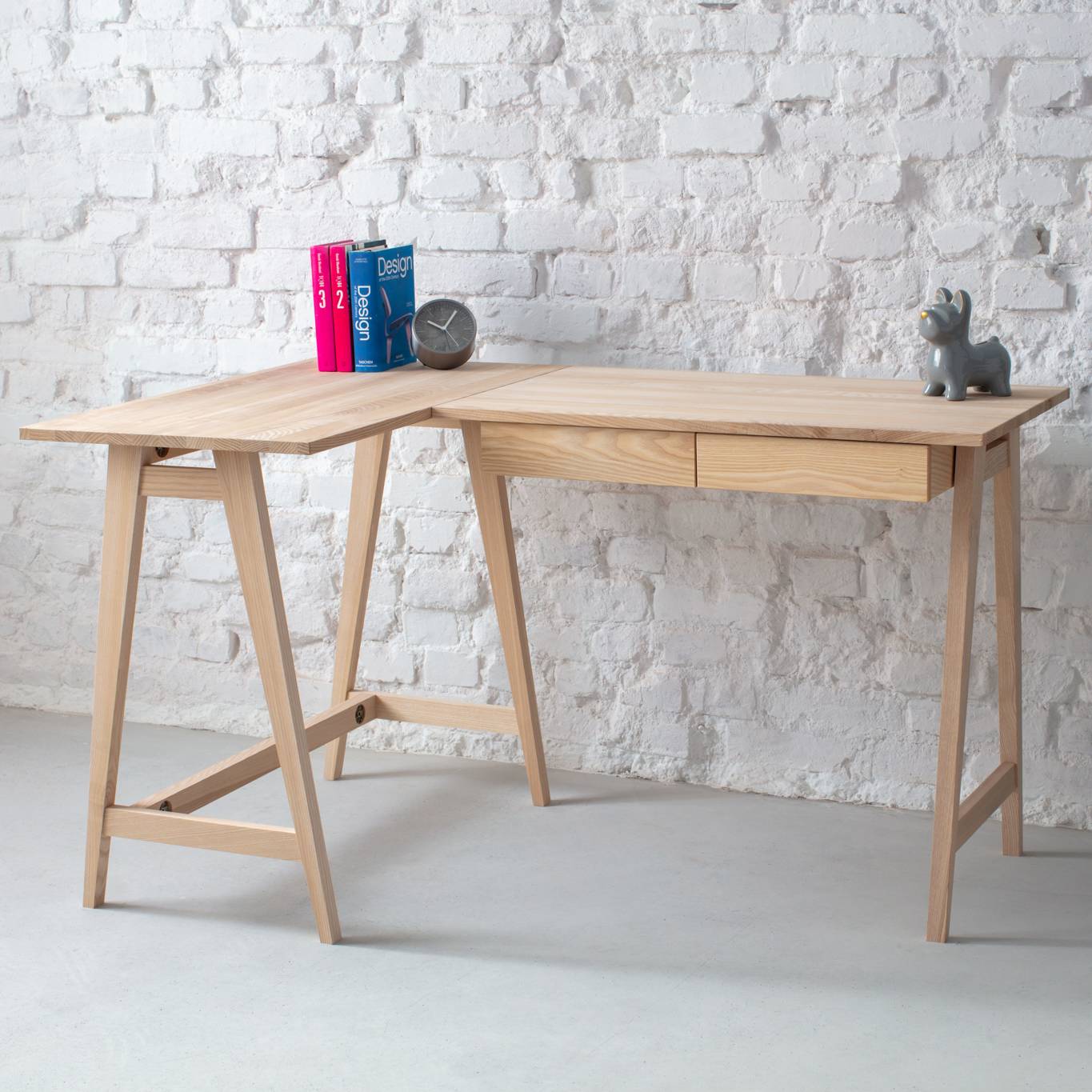 Luka Ask  -formet Skrivebord B135cm   D85cm Venstrestillet