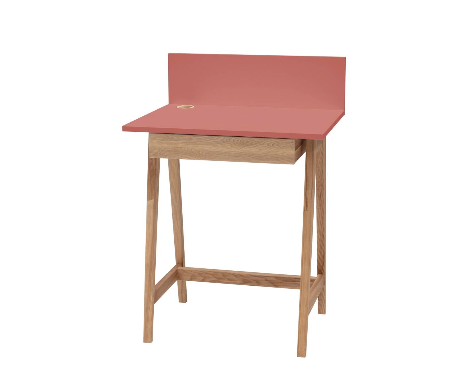 Luka Asketræ Skrivebord 65x50cm Med Skuffe   Antik Pink
