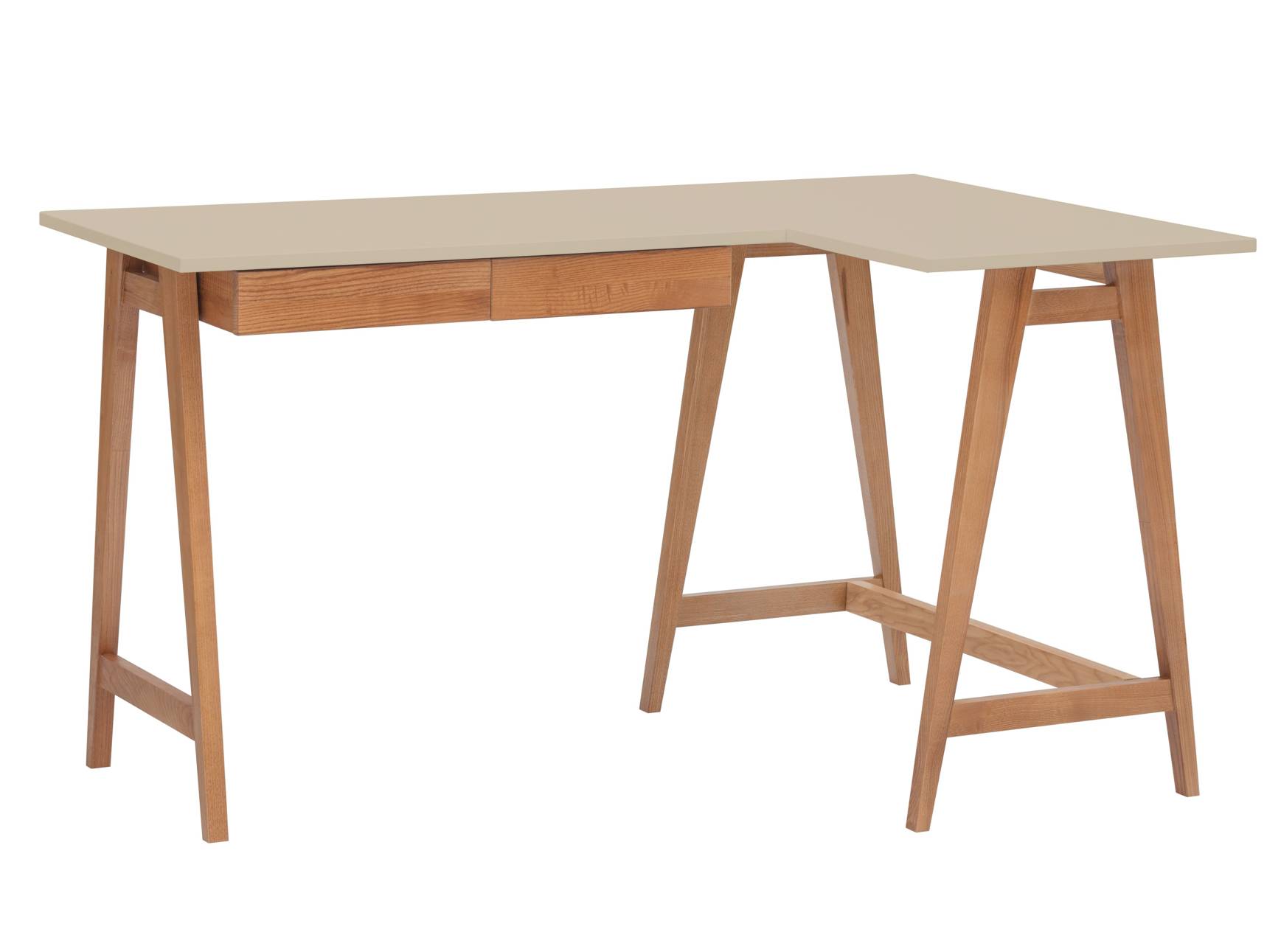 Luka Hjørneskrivebord   135cm     85cm Brun Beige Eg Højre Side
