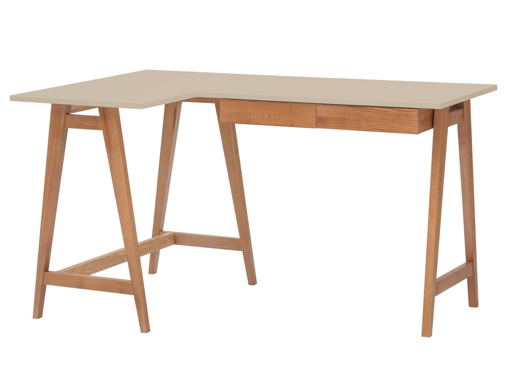 Luka Hjørneskrivebord   135cm     85cm Brun Beige Eg Venstre Side