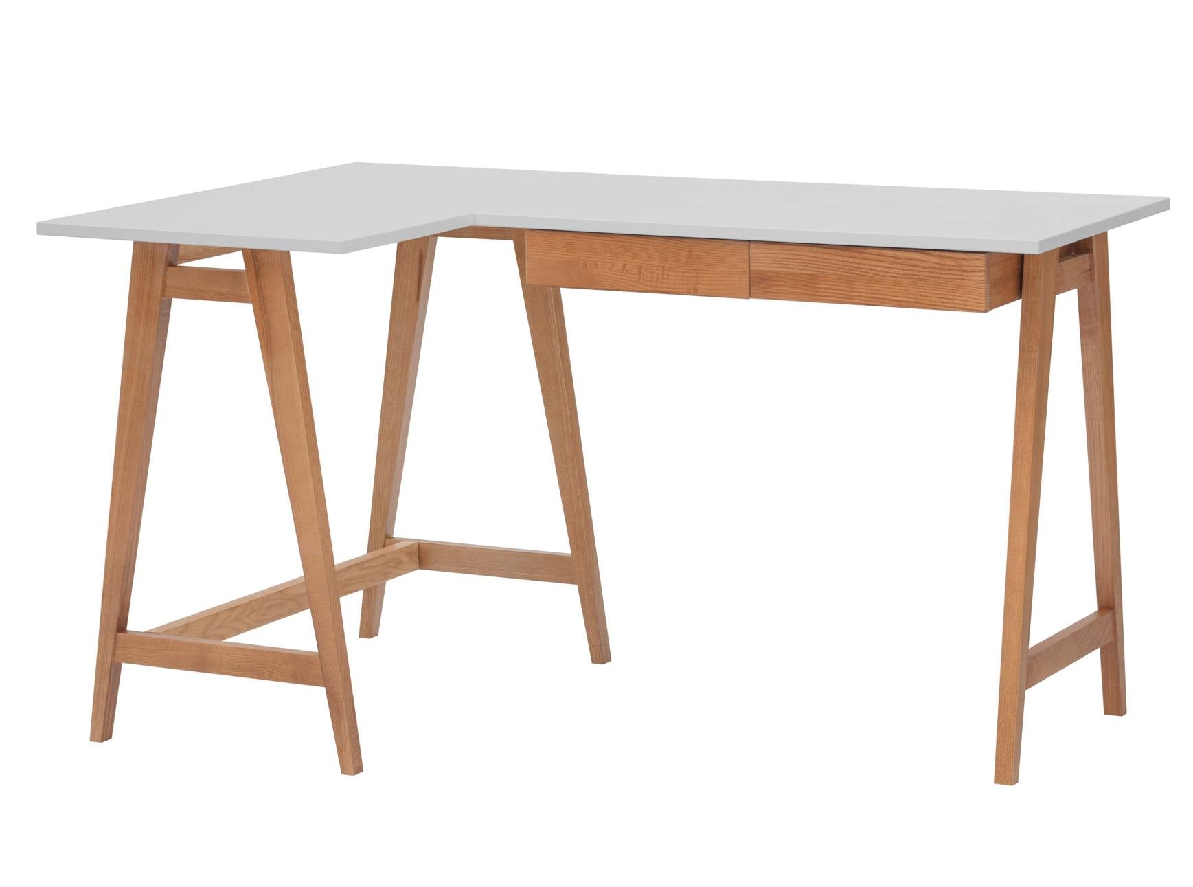 Luka Hjørneskrivebord   135cm     85cm   Lysegrå Eg Venstre Side