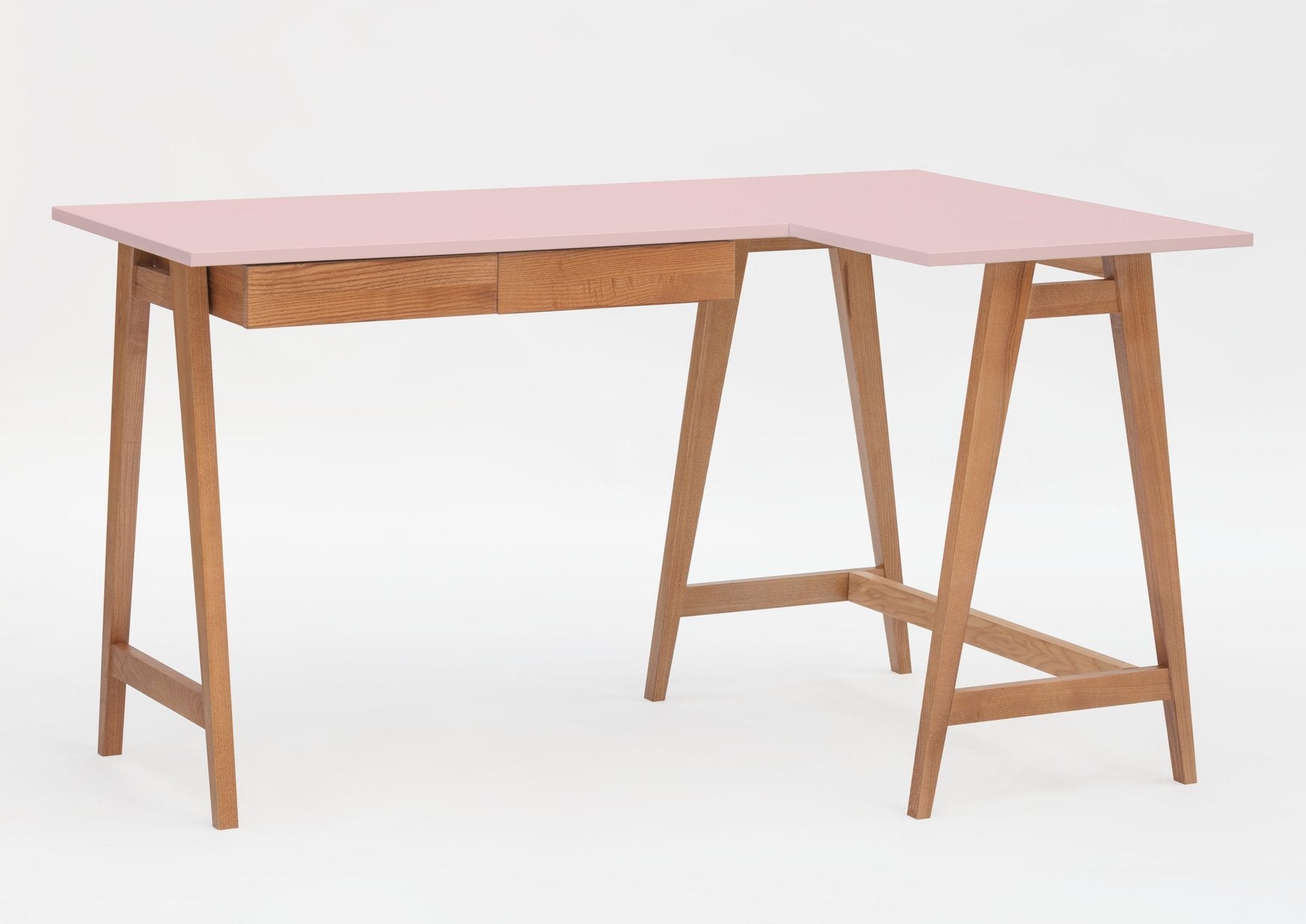 Luka Hjørneskrivebord   135cm     85cm   Pink Eg Højre Side
