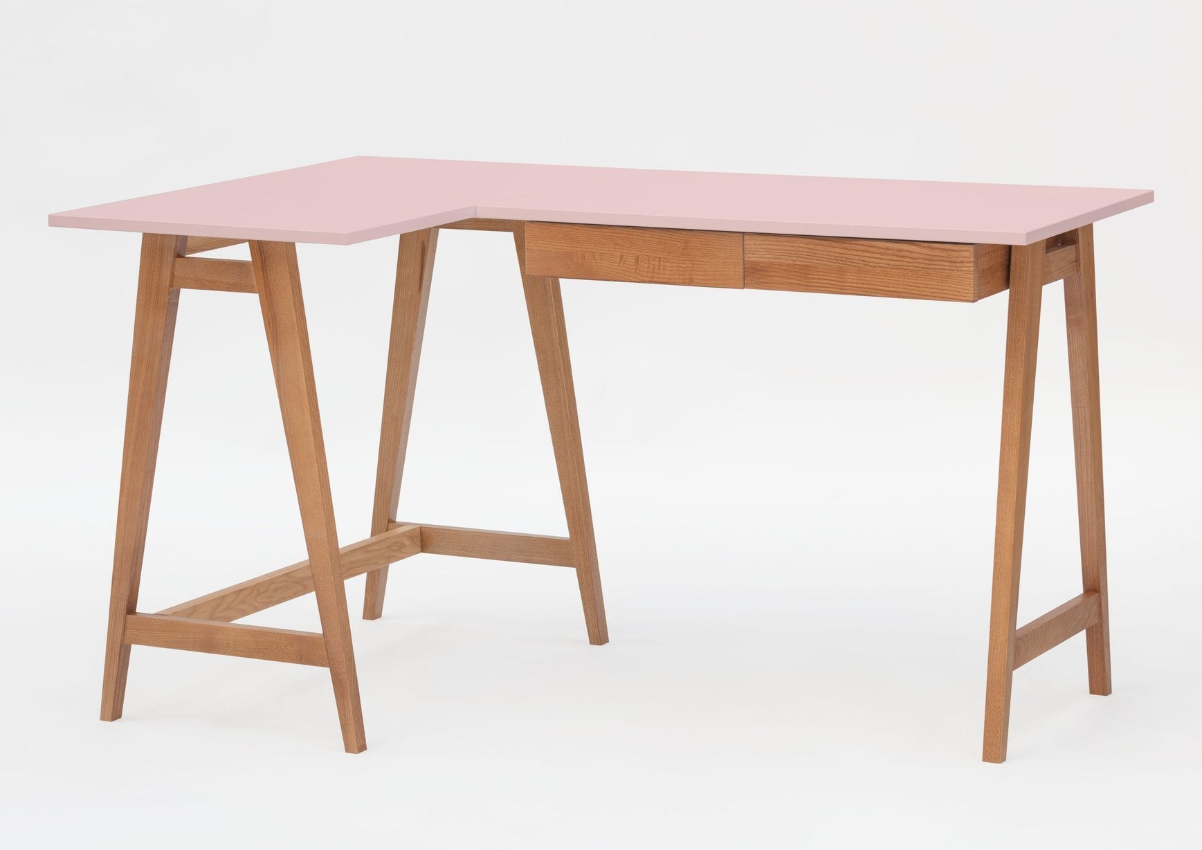 Luka Hjørneskrivebord   135cm     85cm   Pink Eg Venstre Side