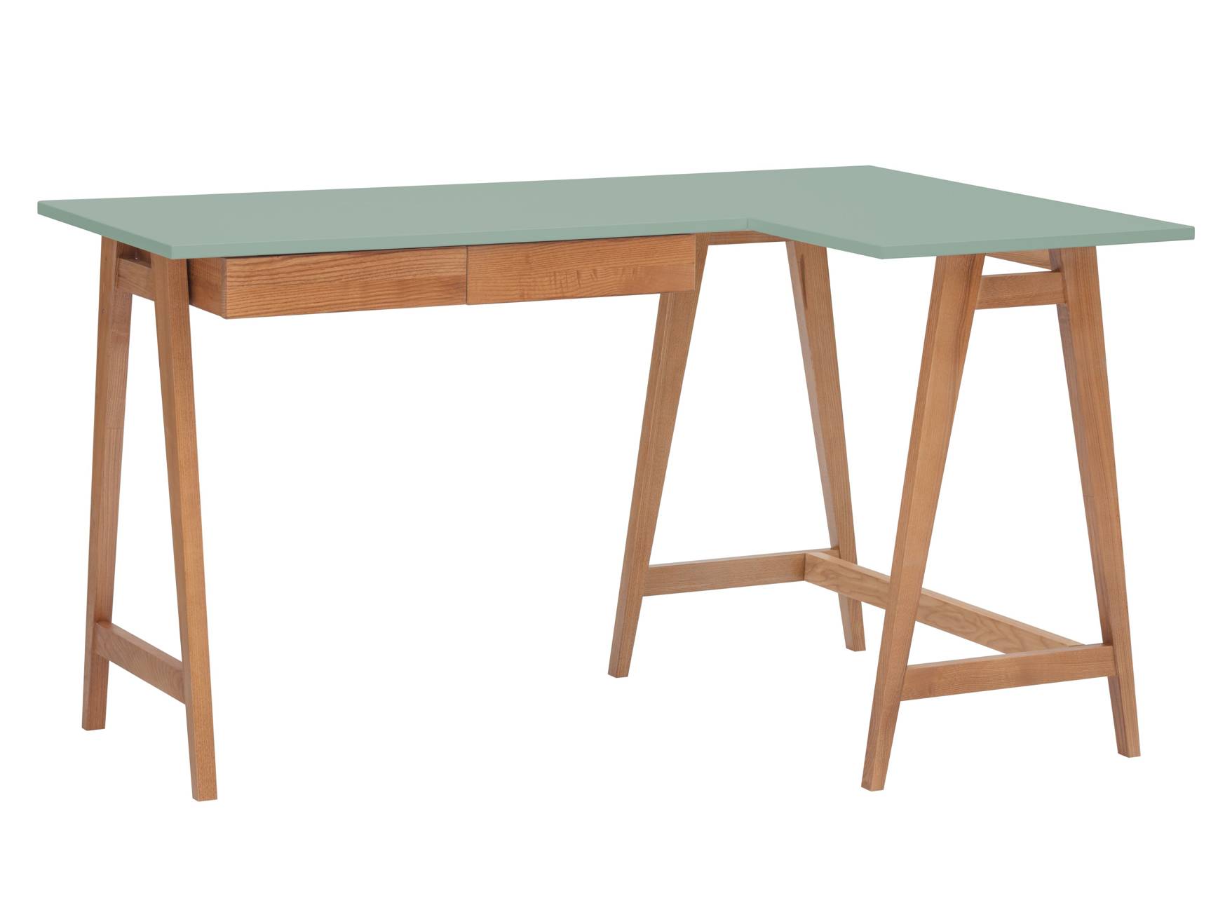 Luka Hjørneskrivebord   135cm     85cm Salviegrøn Oak Højre Side