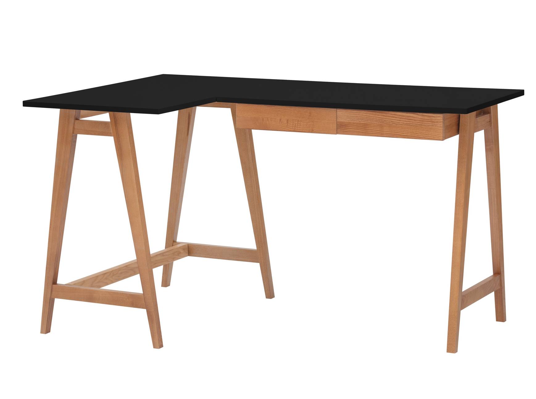 Luka Hjørneskrivebord   135cm     85cm Sort Eg Venstre Side