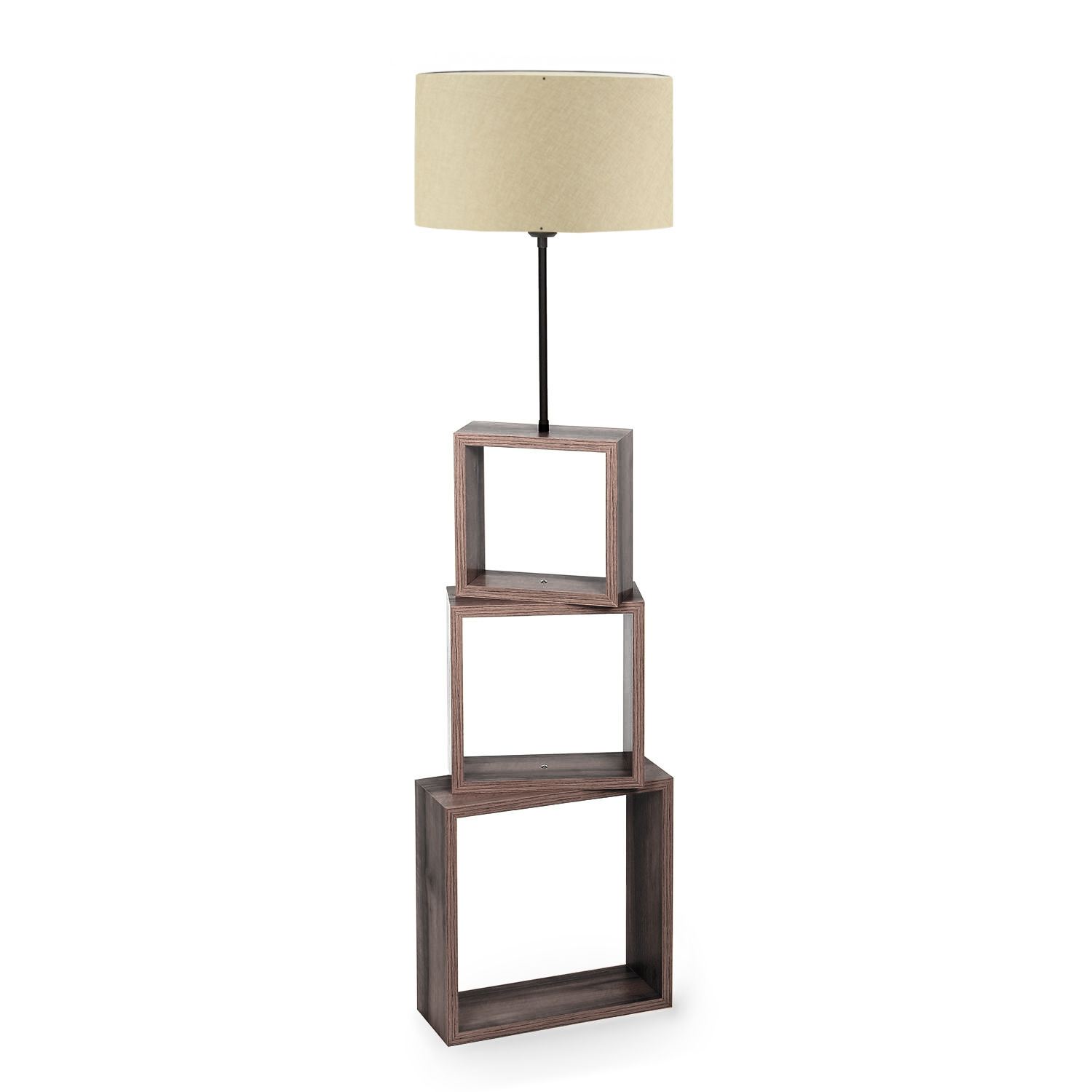 Lumi Civitavecchia Gulvlampe Opbevaringsrum Træ Creme Stof Og Mdf