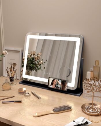 Makeupspejl Med Led-lys  Usb-port    Tilstande  Roterbar  Sort