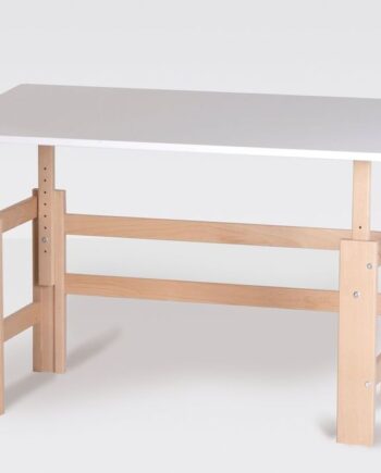 Manis-hâ Justerbart Skrivebord Med Stel   Bøgetræ 140 Cmâ -  Skrivebord 140cm: 60 80x140x65cm