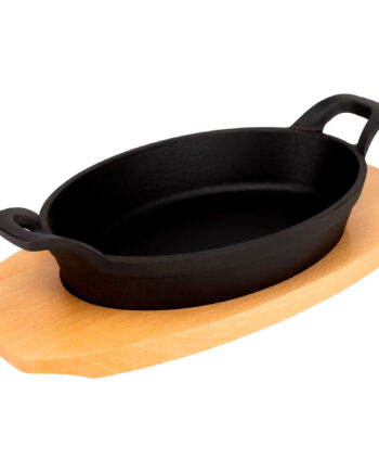 Mareld  Oval Gjutjärnspanna 22 Cm  Underlägg   Trä
